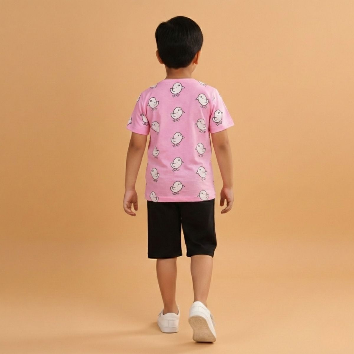 Boy Duck Print Short Sleeve Cotton T-Shirt & Shorts Set