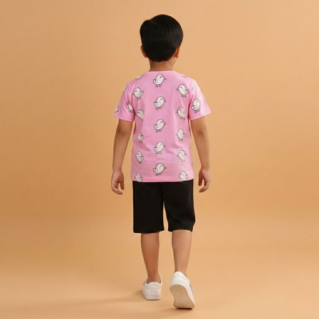 Boy Duck Print Short Sleeve Cotton T-Shirt & Shorts Set