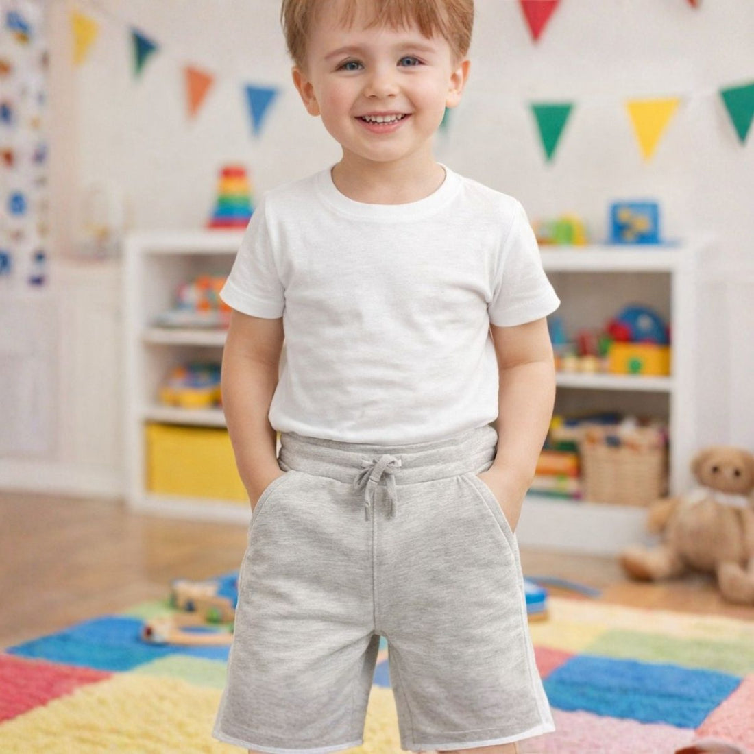 Boys Oatmeal melange Jersey Shorts