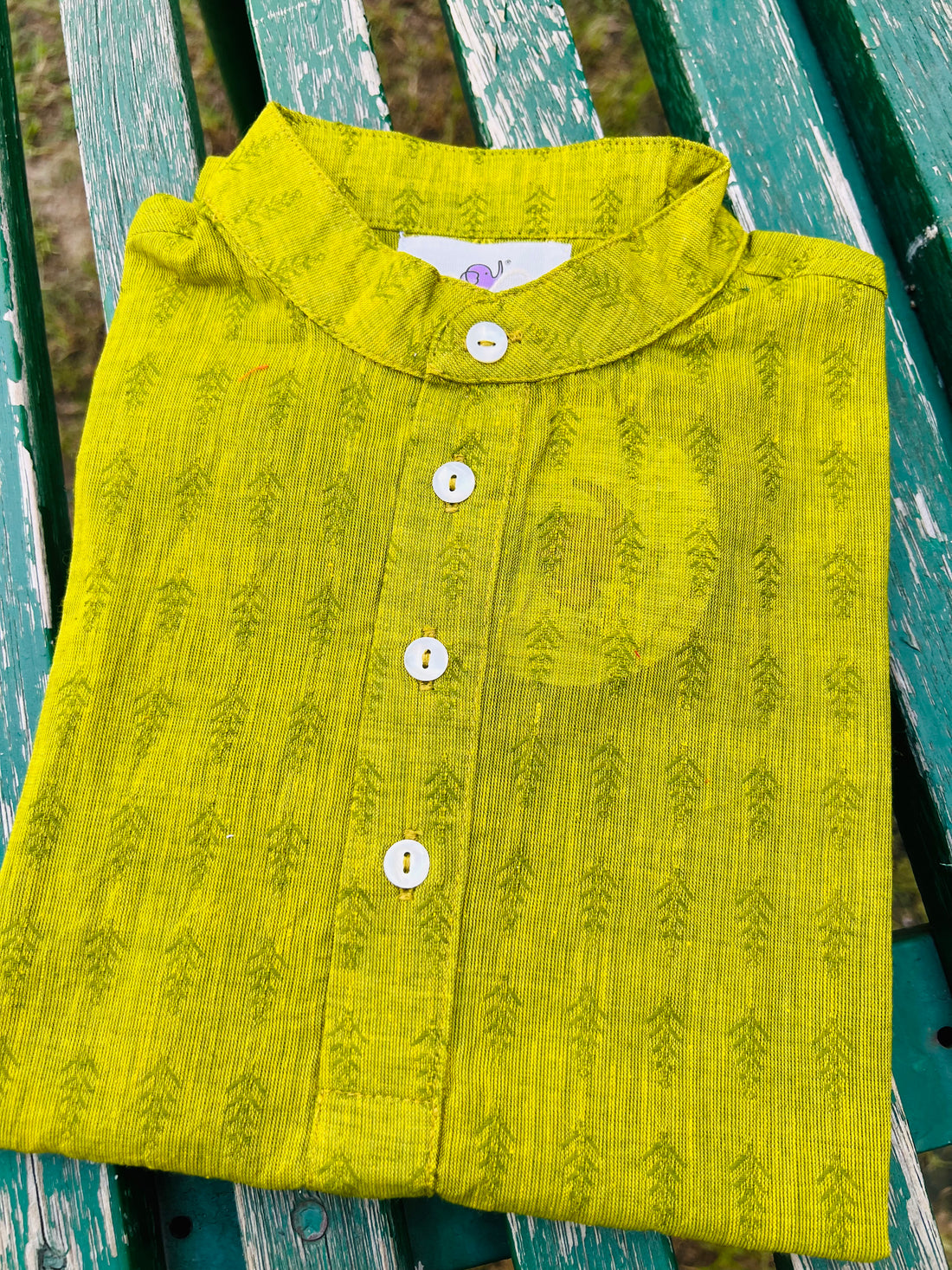 Green Cotton Dobby Kurta