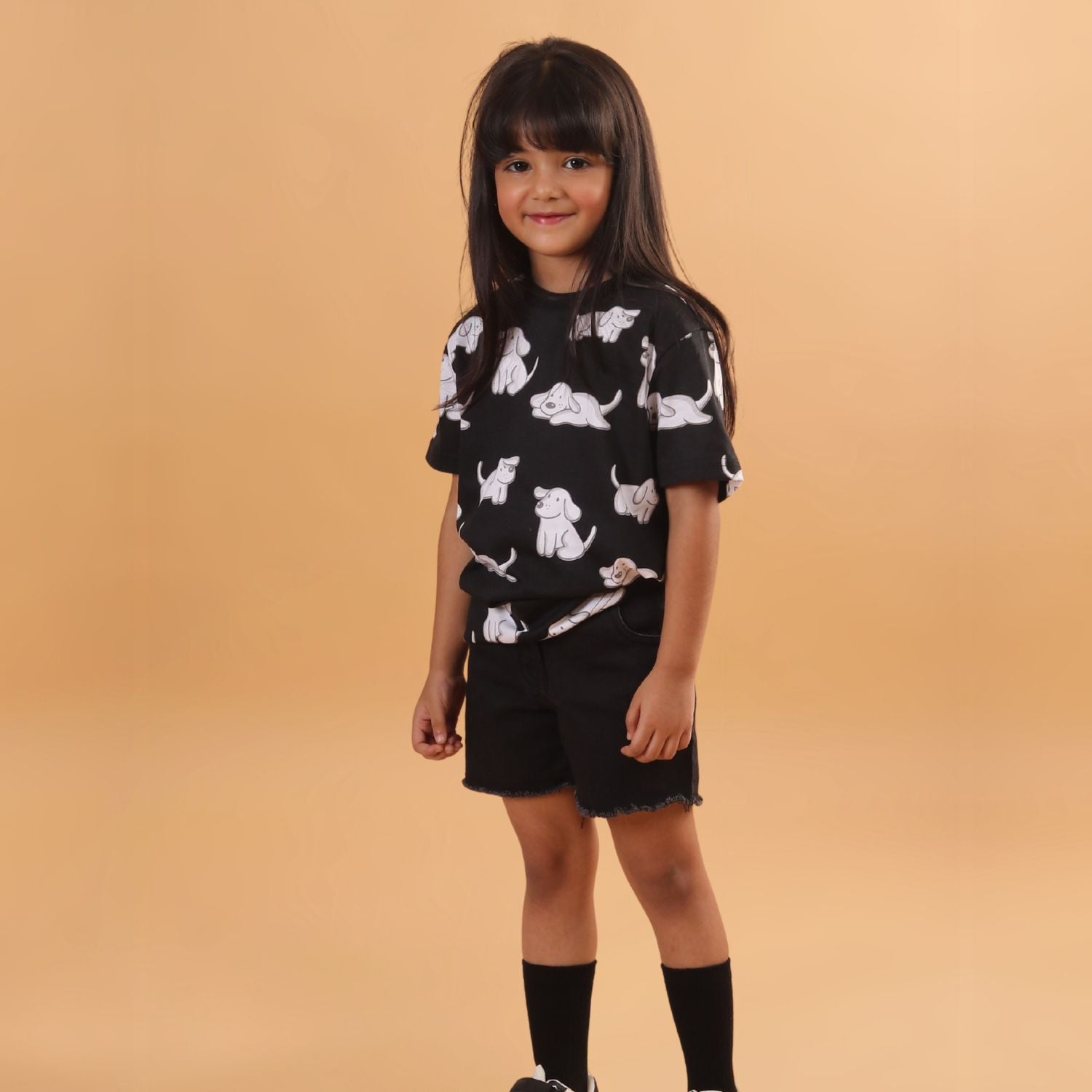 Boy - Dog Print Short Sleeve Cotton T-Shirt & Shorts Set