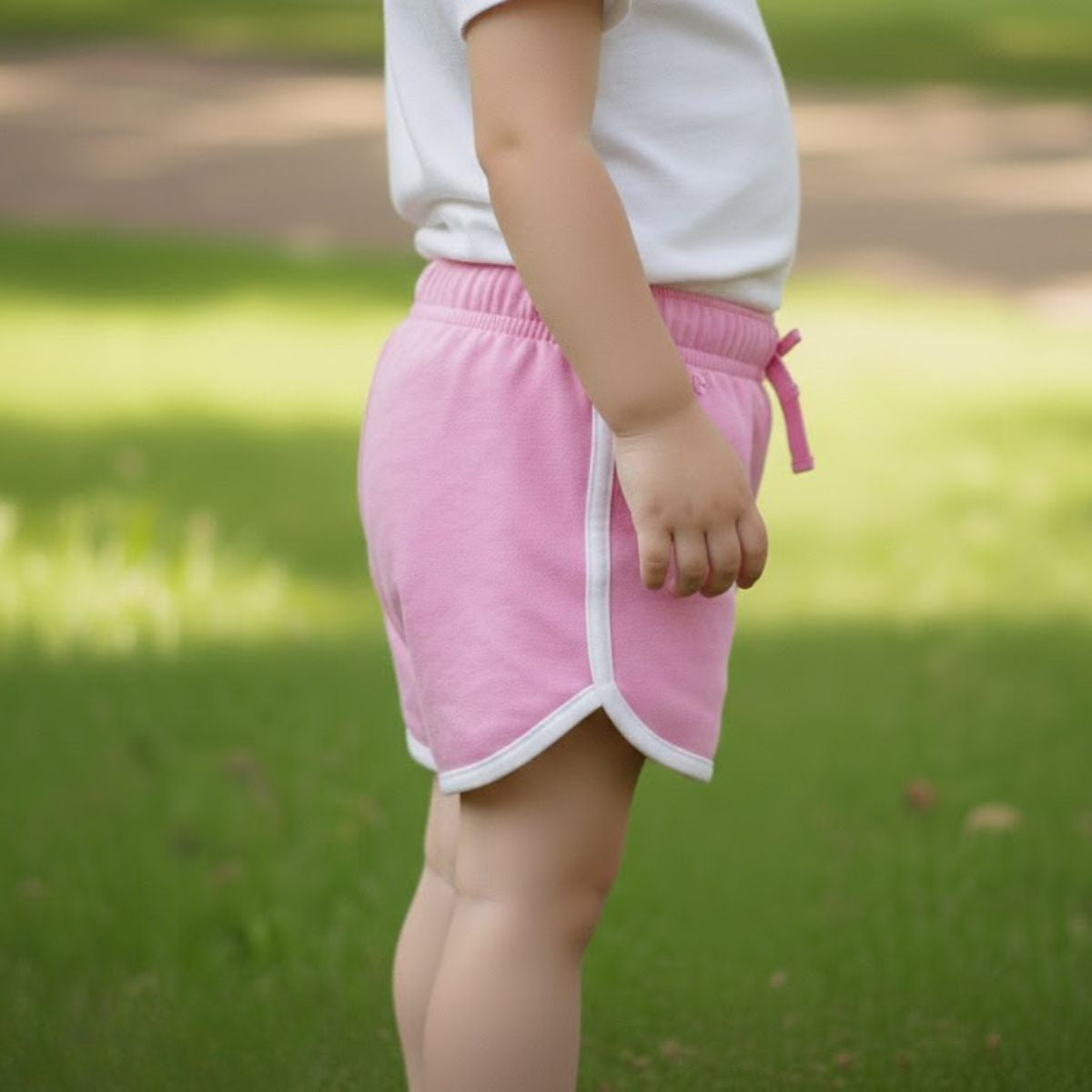 Pink Contrast Trim Cotton Jersey Shorts