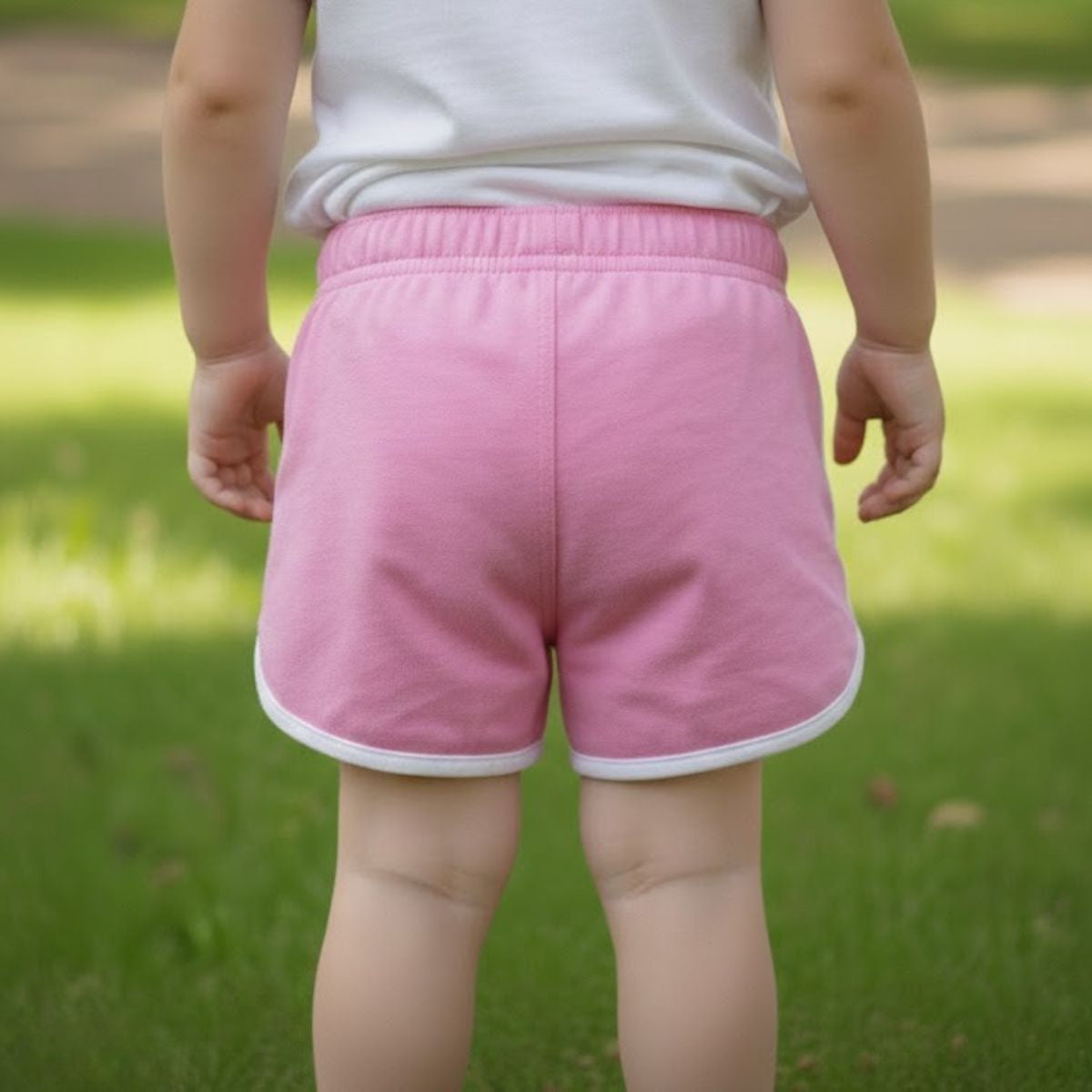 Pink Contrast Trim Cotton Jersey Shorts