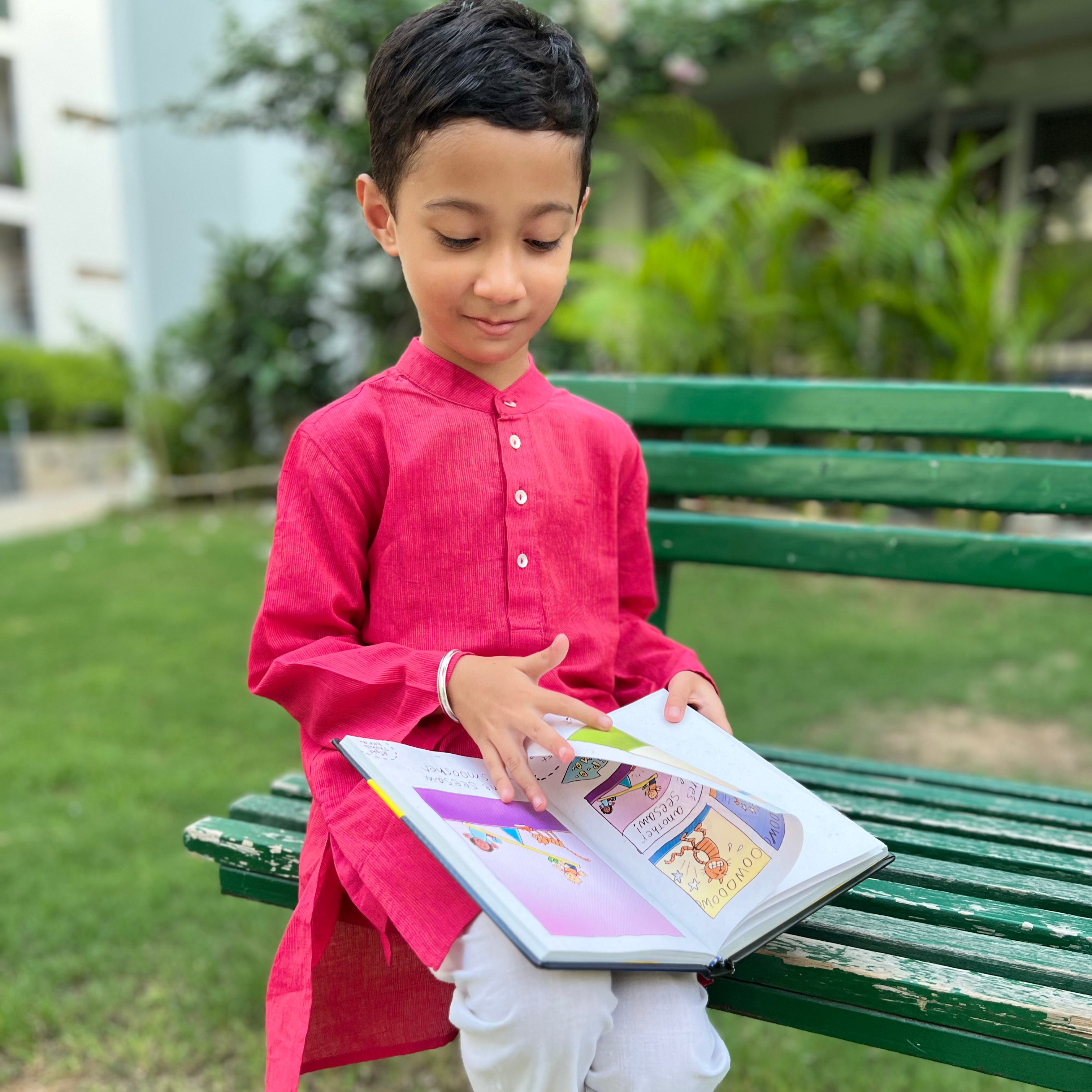 Pink Cotton Dobby Kurta