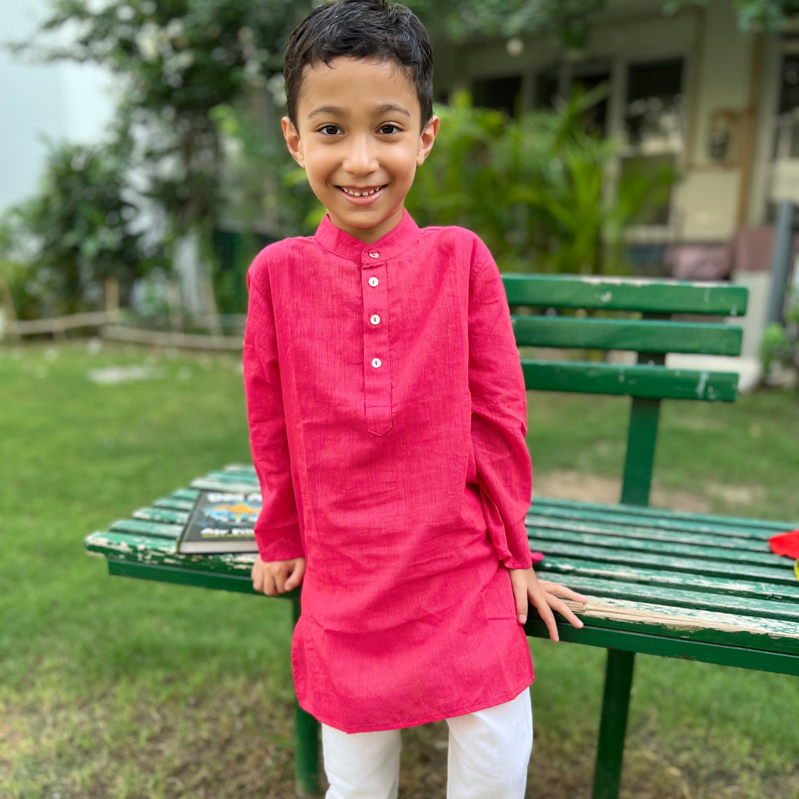 Pink Cotton Dobby Kurta