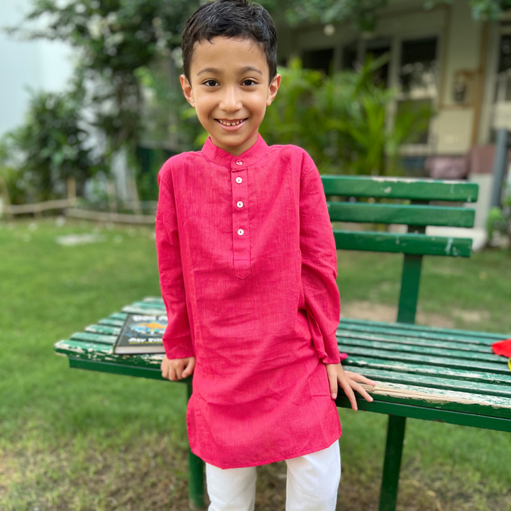Pink Cotton Dobby Kurta
