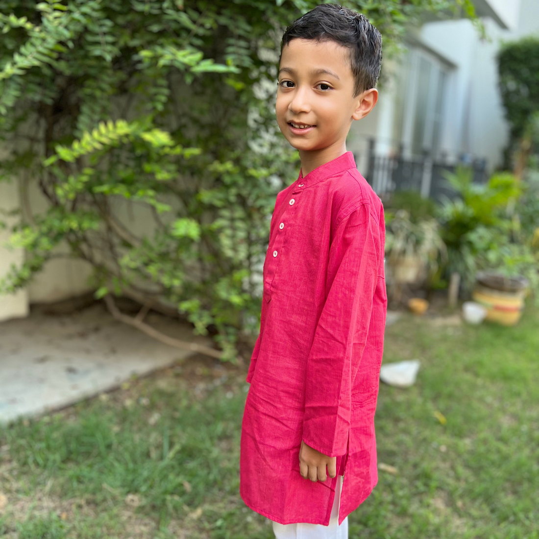Pink Cotton Dobby Kurta