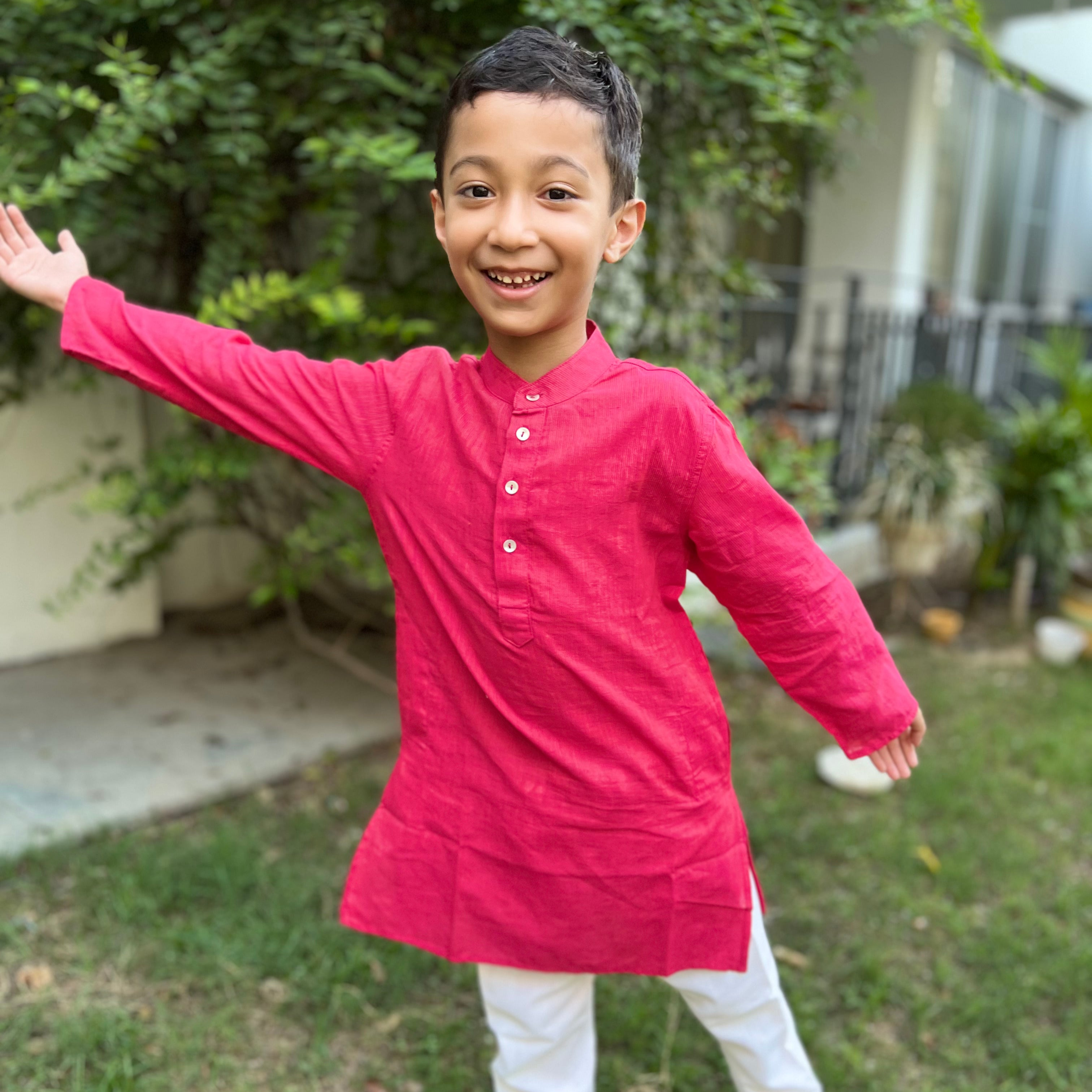 Pink Cotton Dobby Kurta