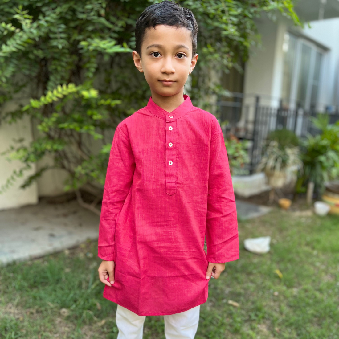 Pink Cotton Dobby Kurta