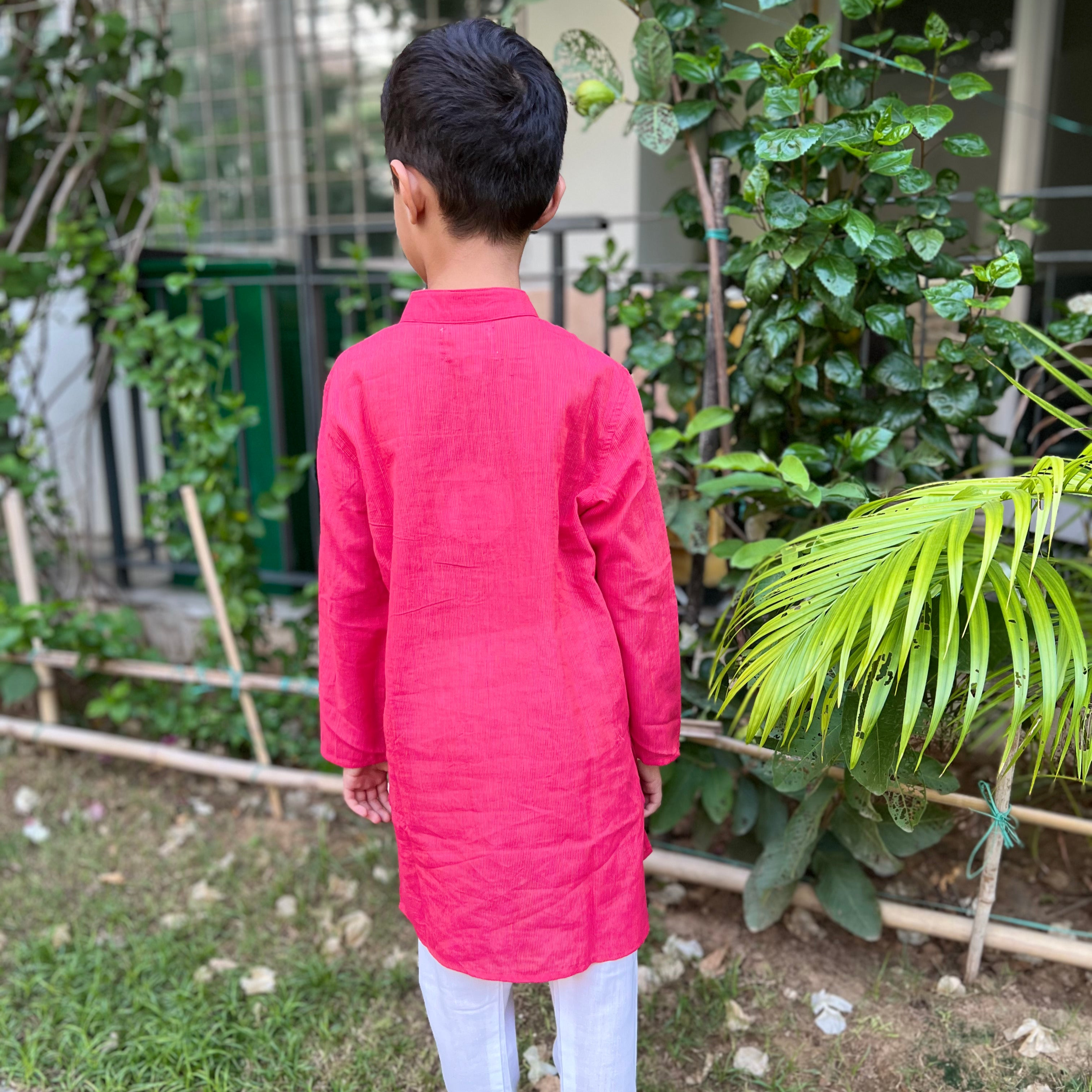 Pink Cotton Dobby Kurta