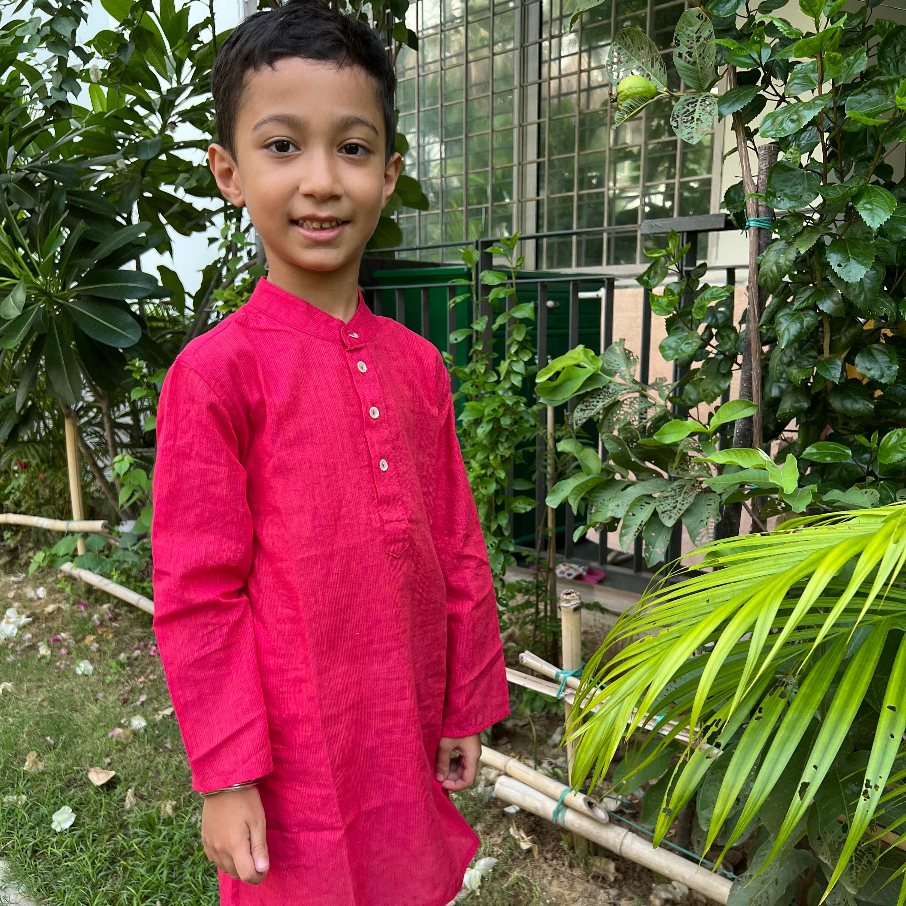 Pink Cotton Dobby Kurta