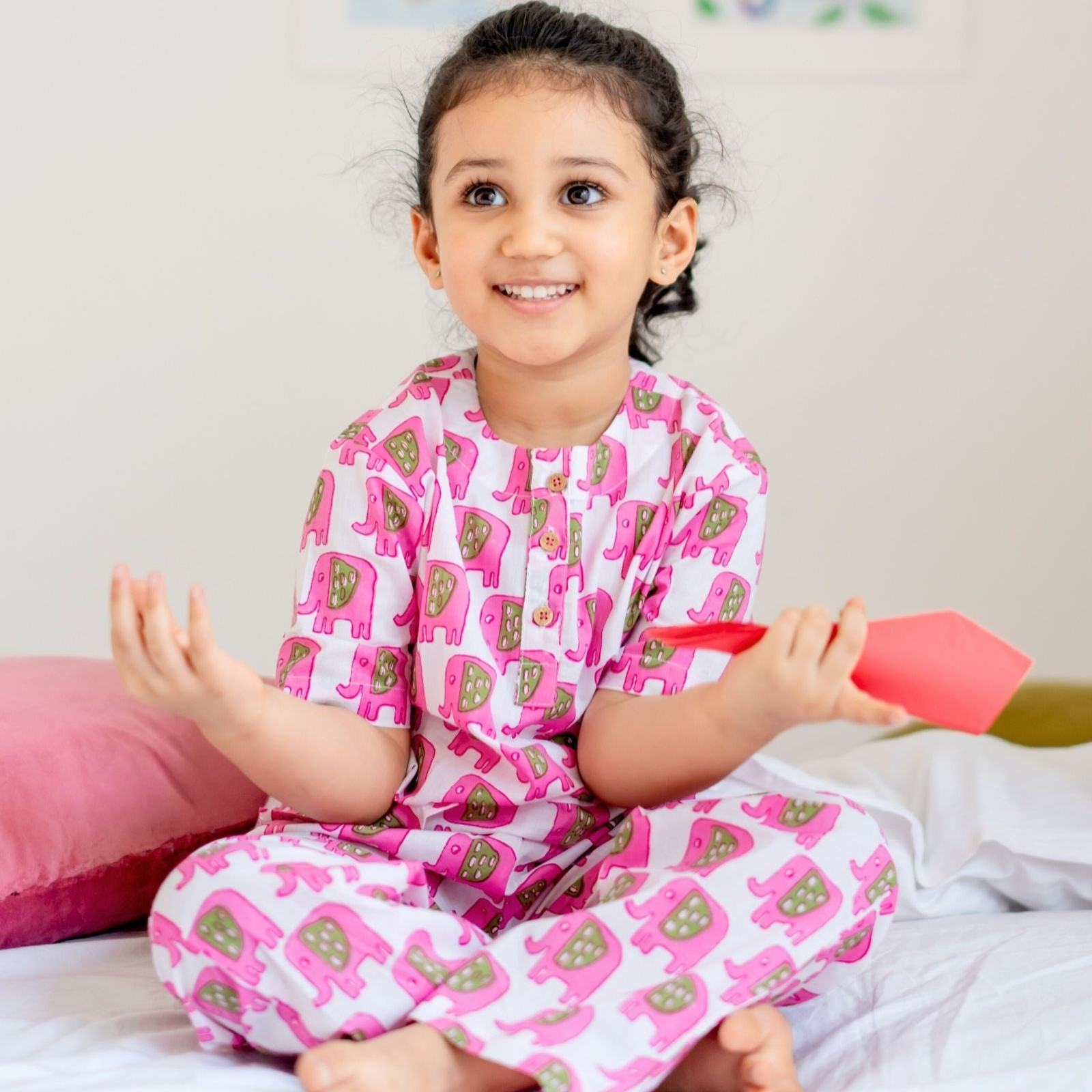 Pink Elephant Girls Night Suit Set