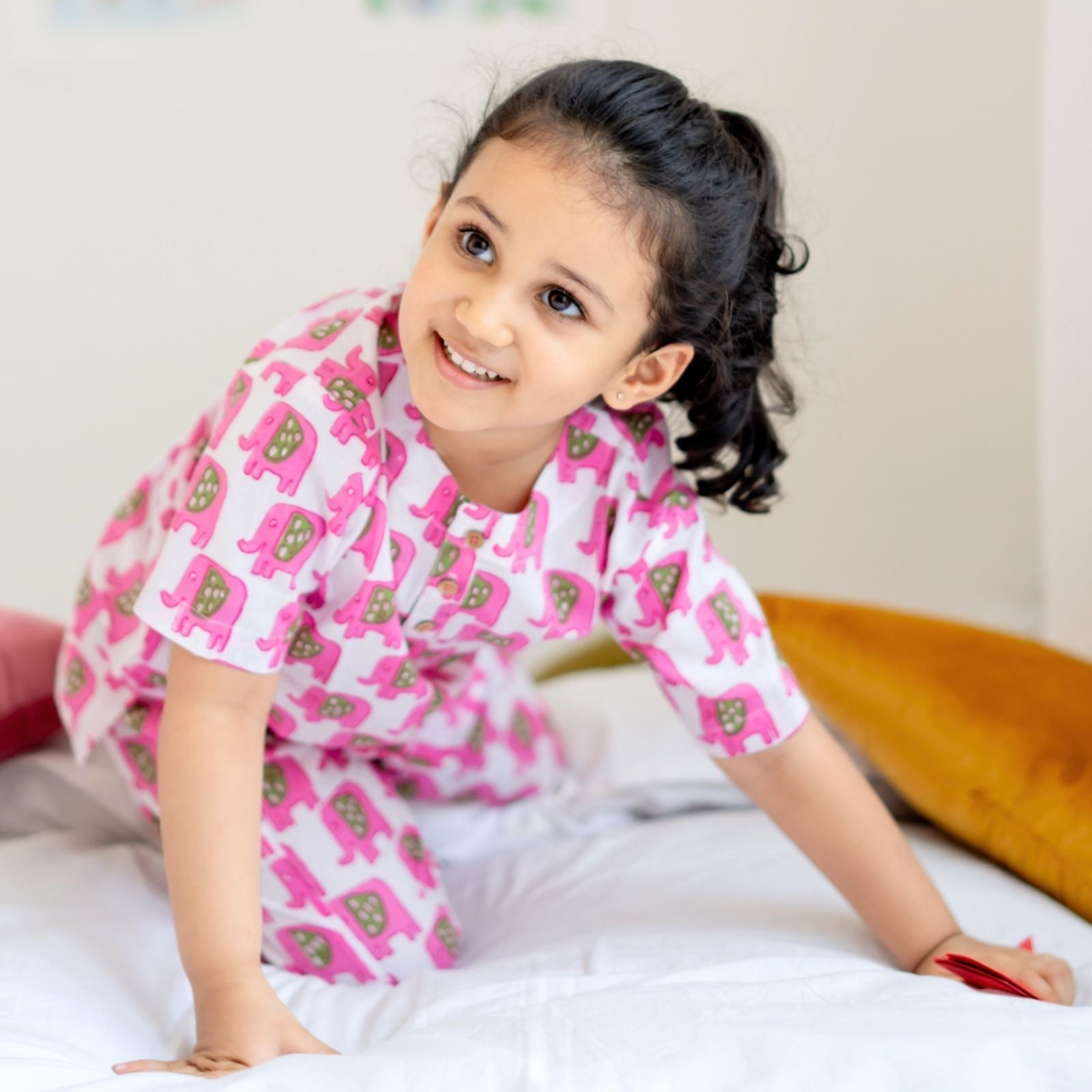 Pink Elephant Girls Night Suit Set