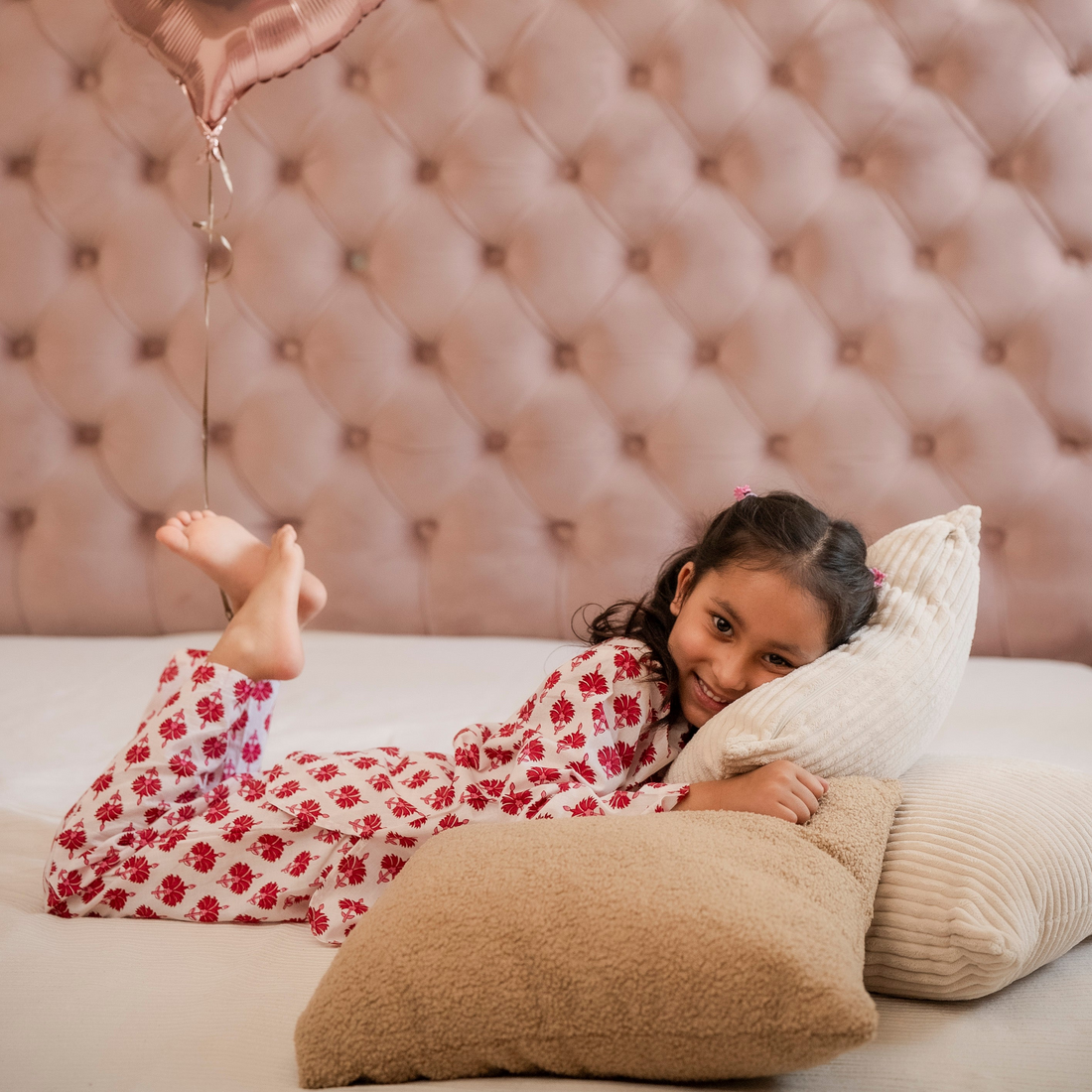 Pink Floral Night Suit Set