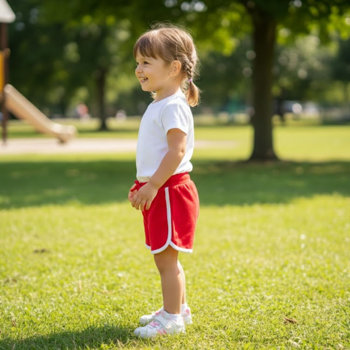 Red Contrast Trim Cotton Jersey Shorts