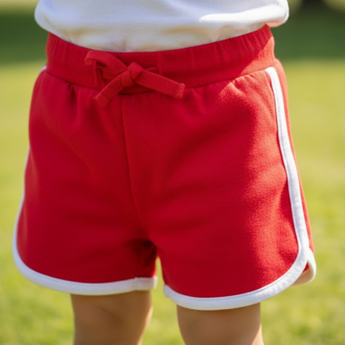 Red Contrast Trim Cotton Jersey Shorts