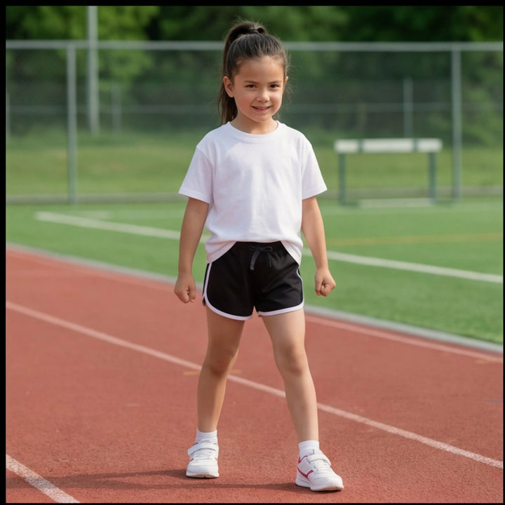 Black Contrast Trim Cotton Jersey Shorts