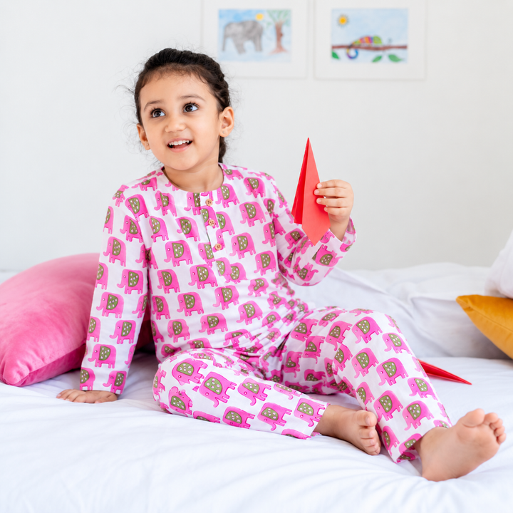 Pink Elephant Unisex Night Suit