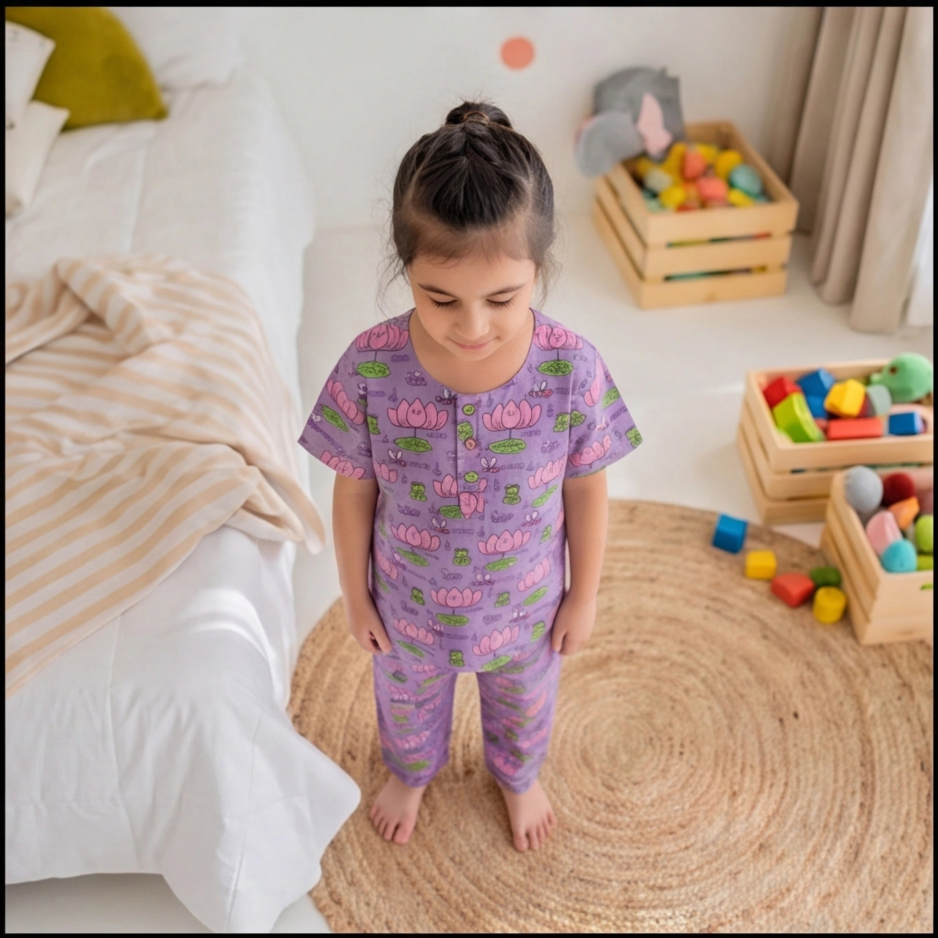 Lotus Print Unisex Night suit
