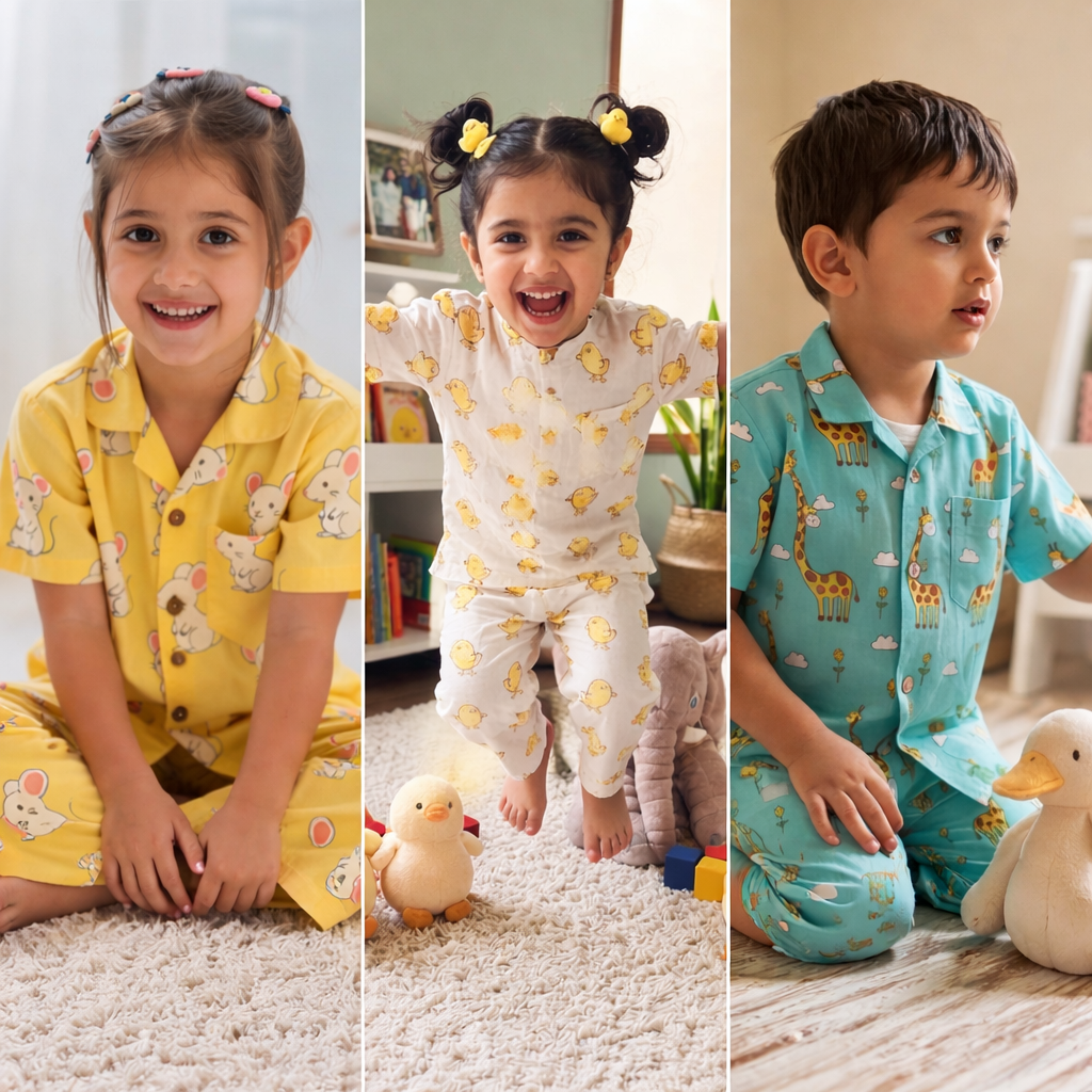 Triple Trouble Night suit Set – 3 pack cotton Pj set
