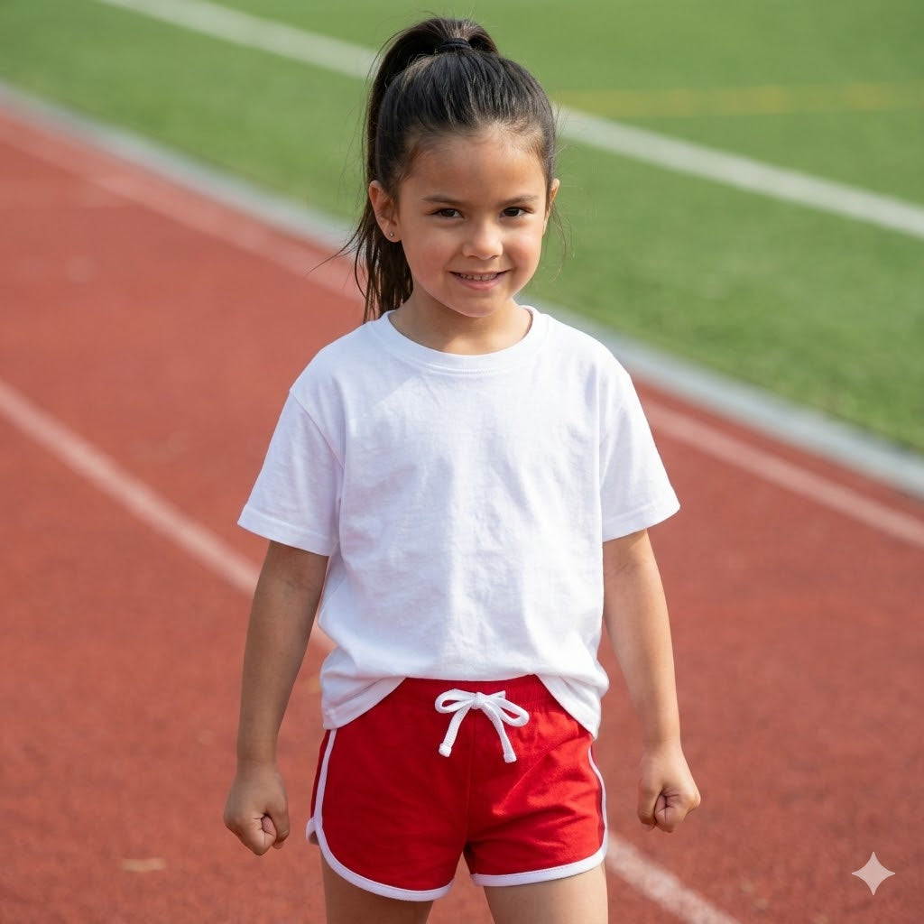 Red Contrast Trim Cotton Jersey Shorts