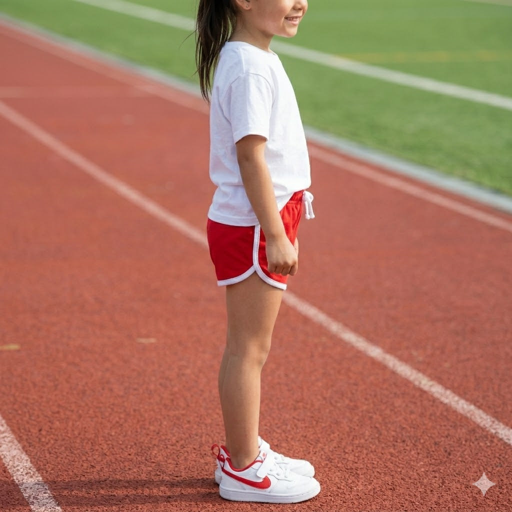 Red Contrast Trim Cotton Jersey Shorts