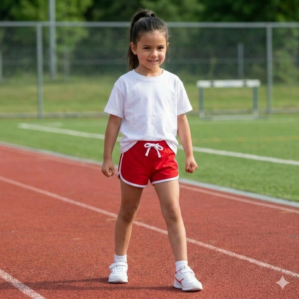 Red Contrast Trim Cotton Jersey Shorts